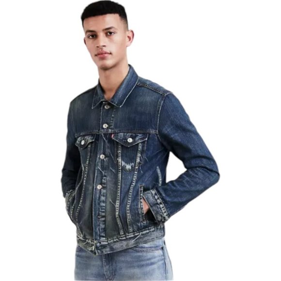 Levis Medium Wash Jean Trucker Jacket Men's Size S 90's Acid Washed Denim NWT - Picture 1 of 8